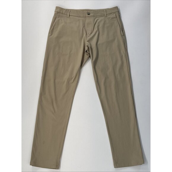 Lululemon Commission Pants Mens 34x31 Khaki Golf Slim Performance Relax Stretch - Picture 1 of 14